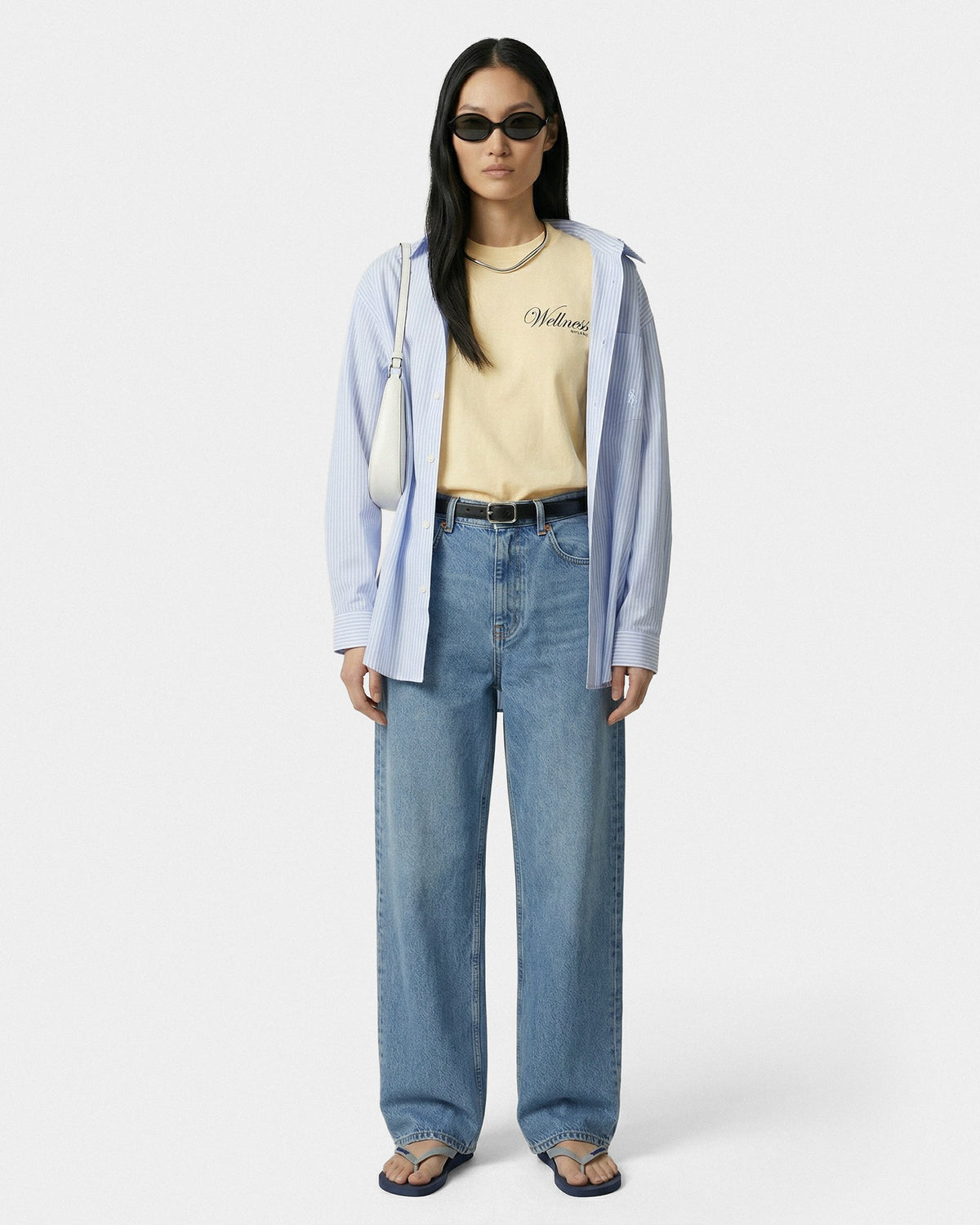 Sporty & Rich SRC Oversized Shirt - Blue Striped