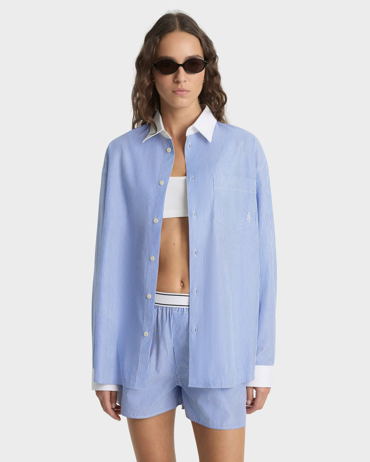 Sporty & Rich SRC Oversized Shirt - Navy Stripe
