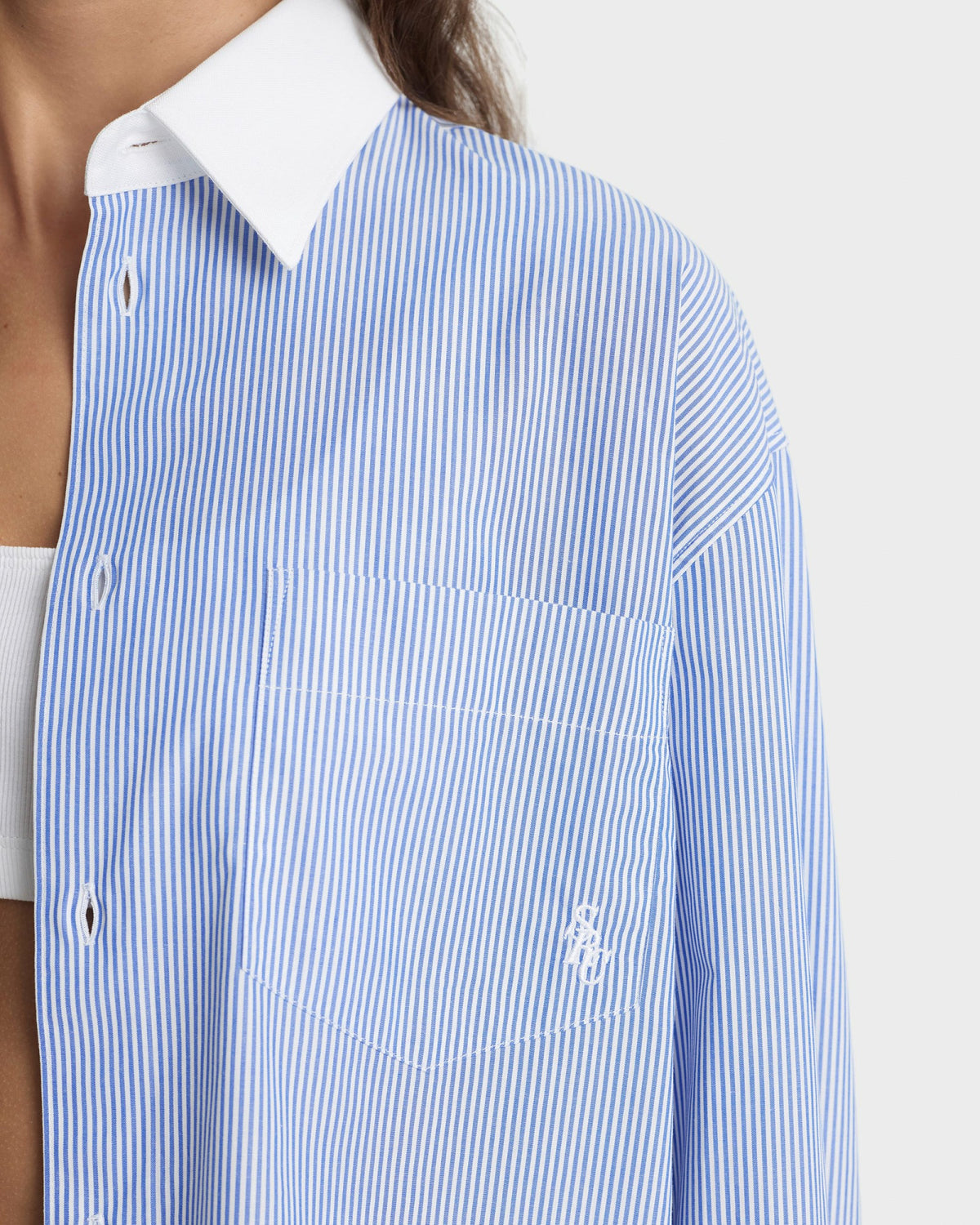 Sporty & Rich SRC Oversized Shirt - Navy Stripe
