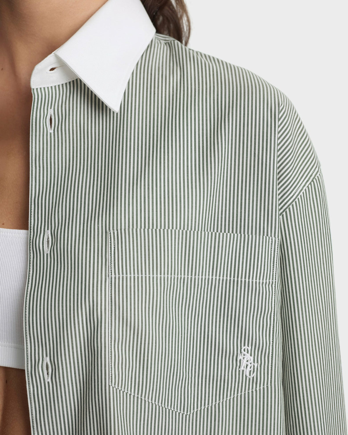 Sporty & Rich SRC Oversized Shirt - Forest striped