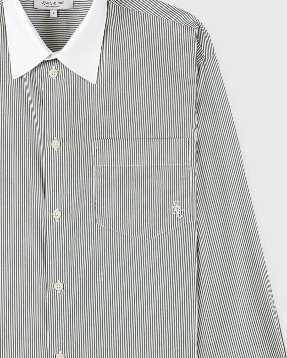 Sporty & Rich SRC Oversized Shirt - Forest striped