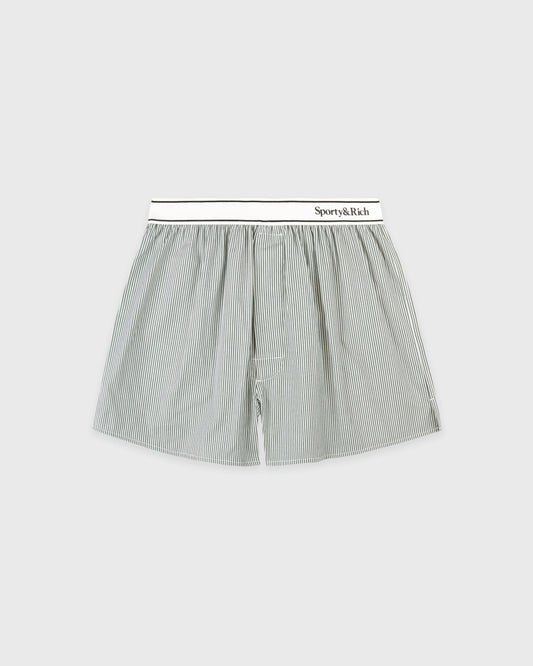Sporty & Rich Serif Logo Boxer - Forest striped