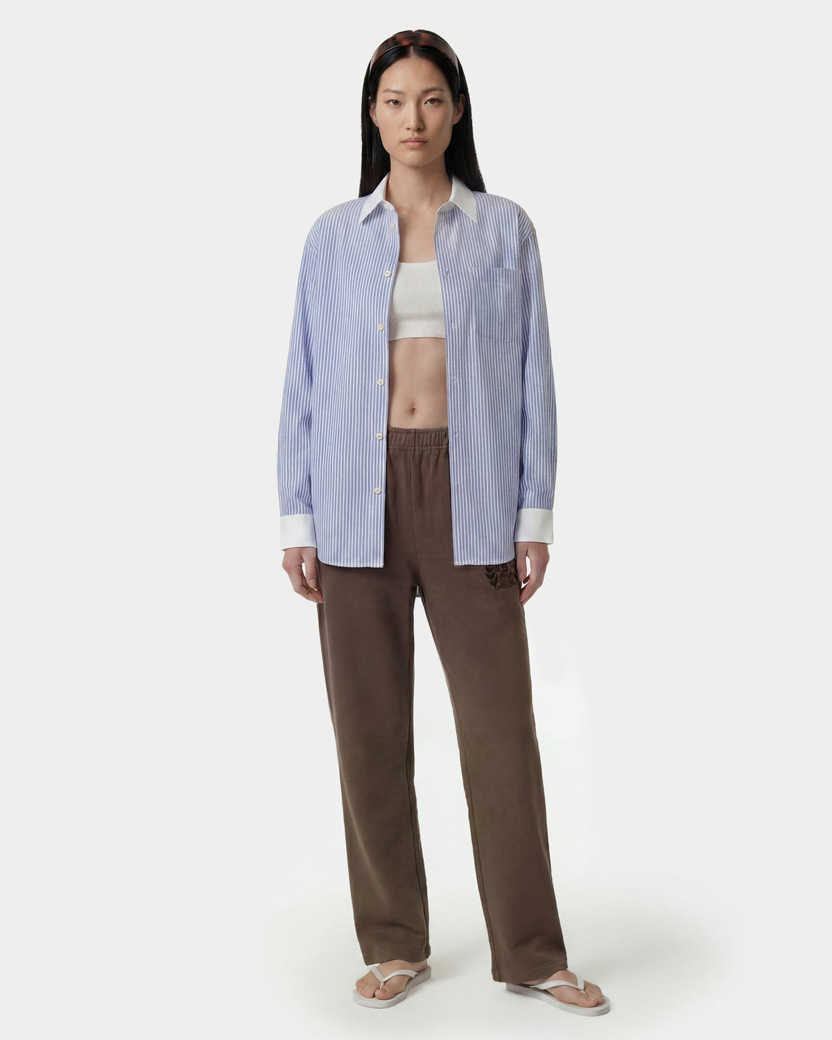 Sporty & Rich SRC Oversized Shirt - Blue Striped