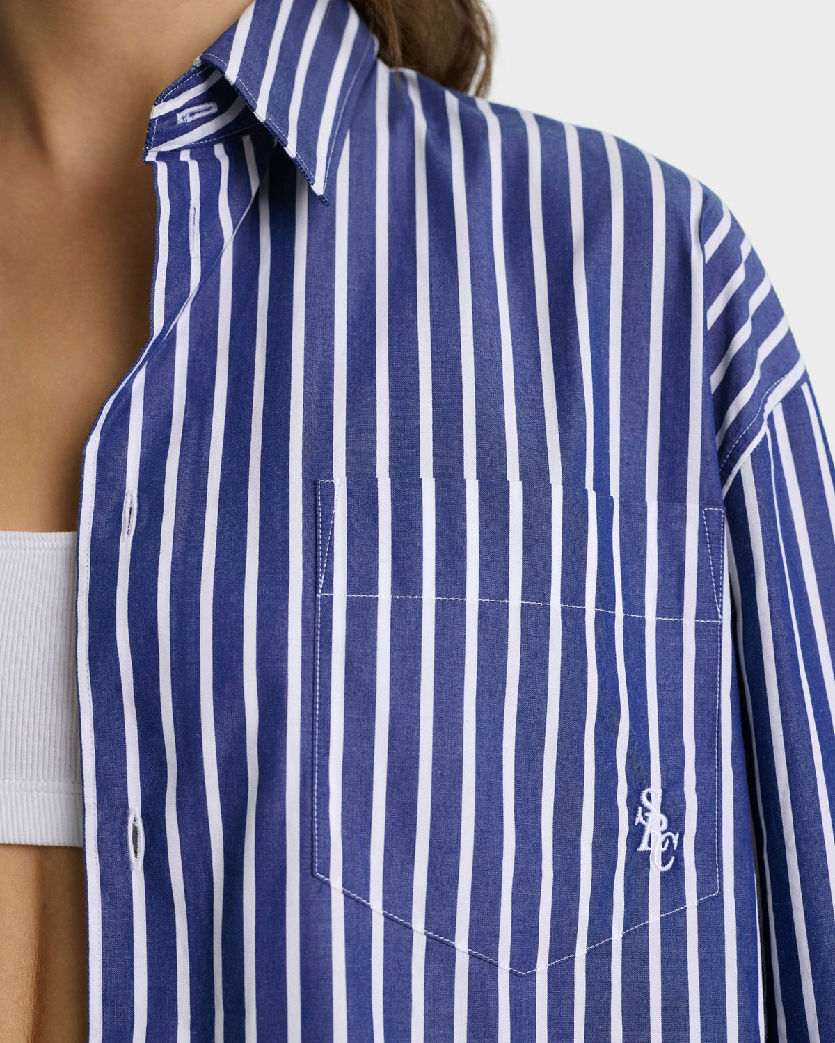 Sporty & Rich SRC Oversized Shirt - Navy Stripe