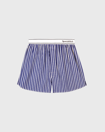 Sporty & Rich Serif Logo Boxer - Navy Stripe