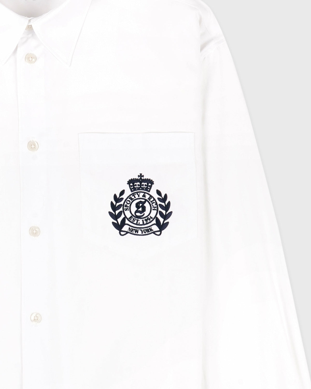 Sporty & Rich NY Crest Oversized Shirt - White/Navy