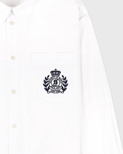 Sporty & Rich NY Crest Oversized Shirt - White/Navy