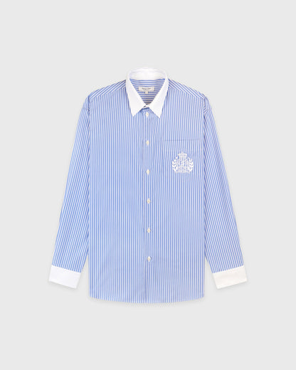 Sporty & Rich NY Crest Oversized Shirt - Navy Stripe