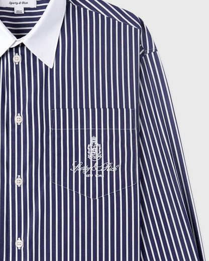 Sporty & Rich Vendome Oversized Shirt - Blue Striped