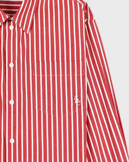 Sporty & Rich SRC Oversized Shirt - Ruby Stripe