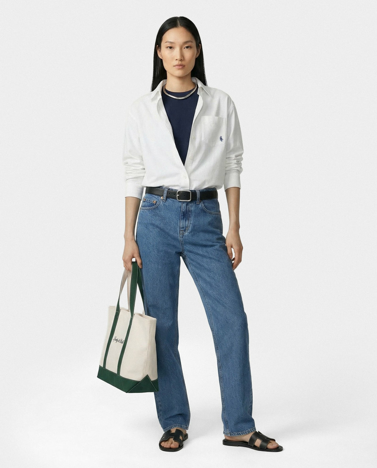 Sporty & Rich SRC Oversized Shirt - White/Navy