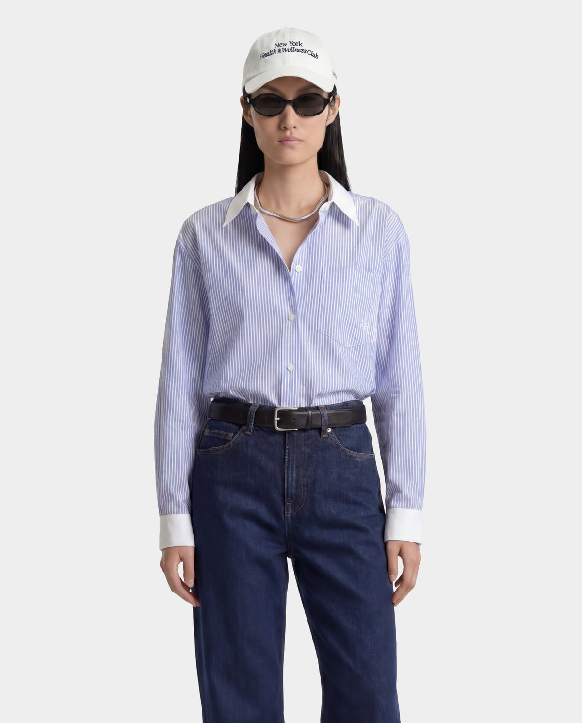 Sporty & Rich SRC Oversized Shirt - Blue Striped