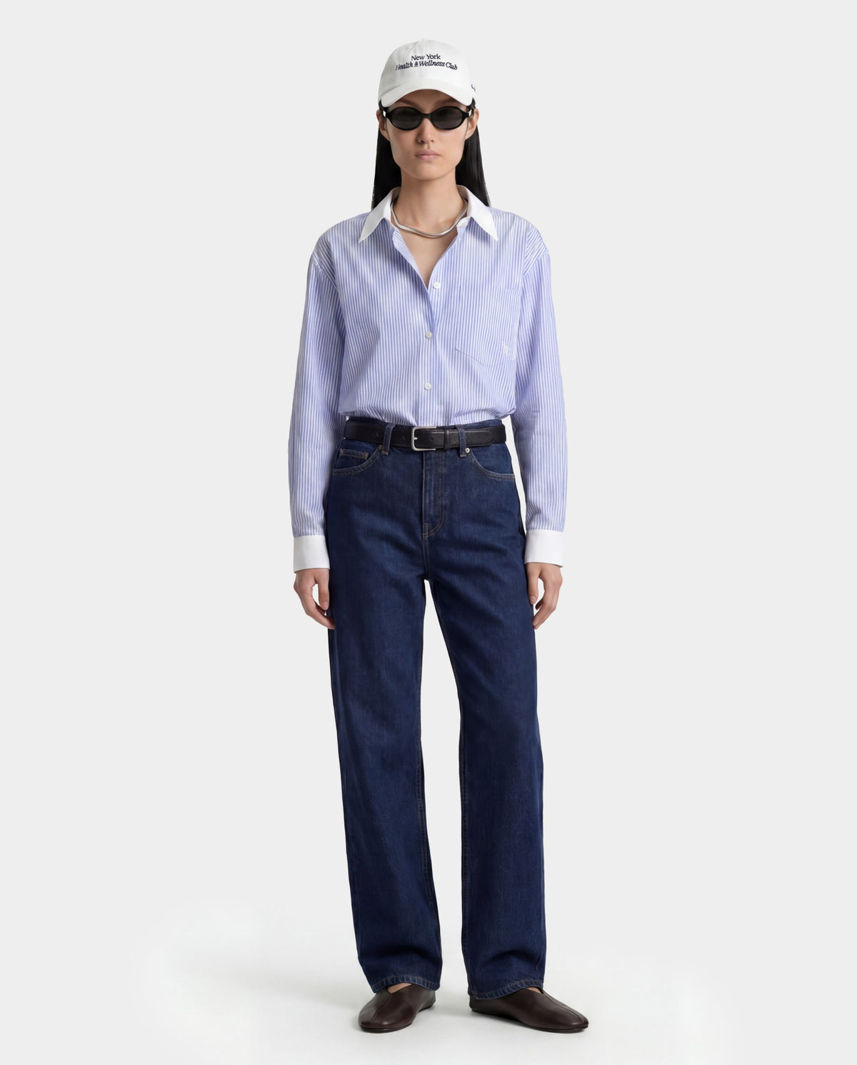 Sporty & Rich SRC Oversized Shirt - Blue Striped