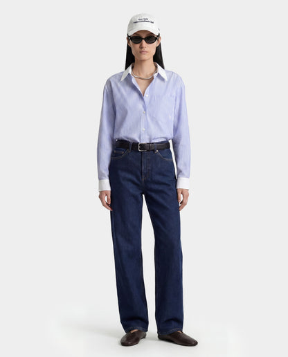 Sporty & Rich SRC Oversized Shirt - Blue Striped