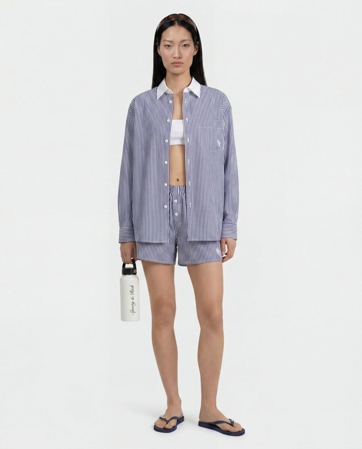 Sporty & Rich SRC Oversized Shirt - Navy Stripe