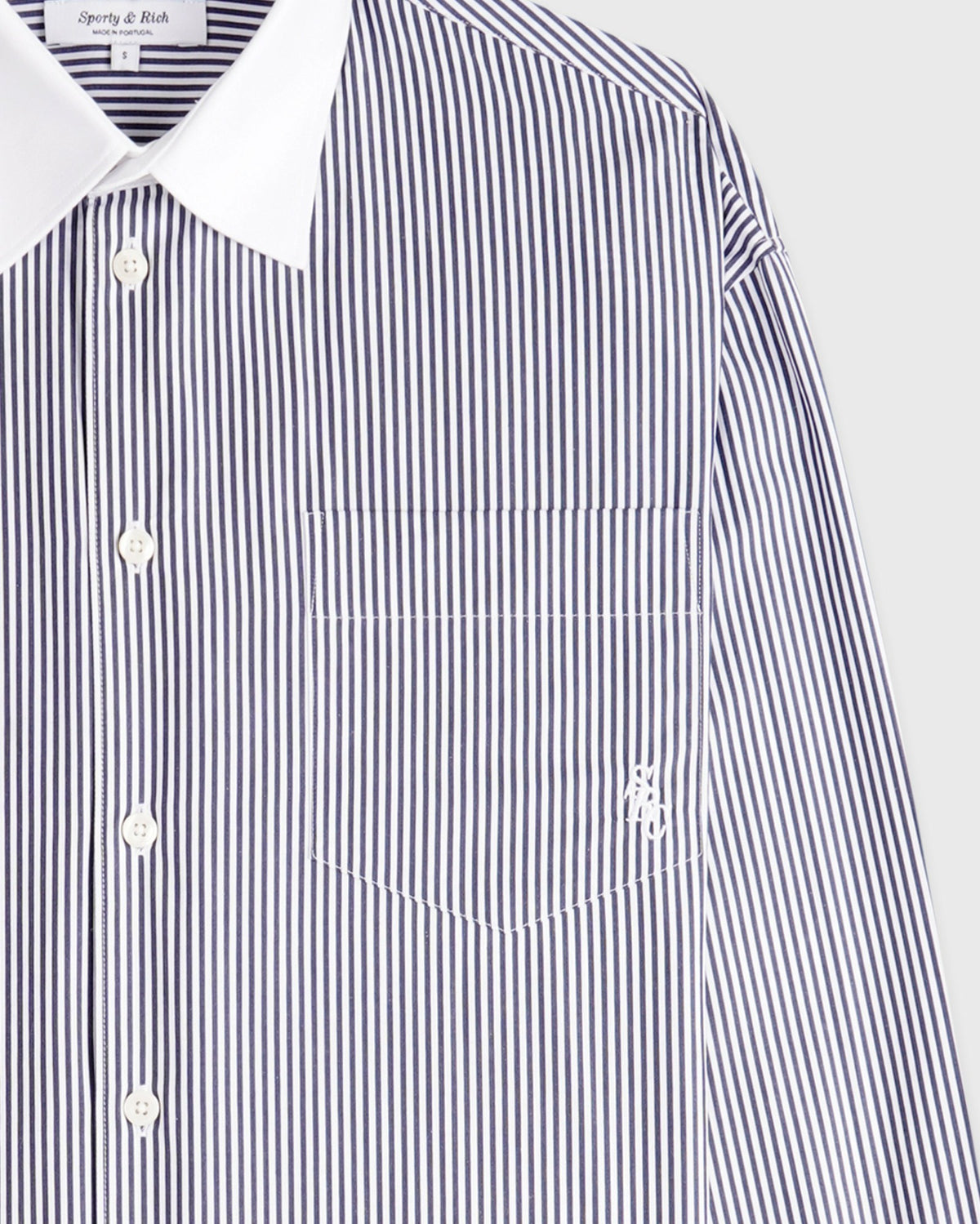 Sporty & Rich SRC Oversized Shirt - Navy Stripe
