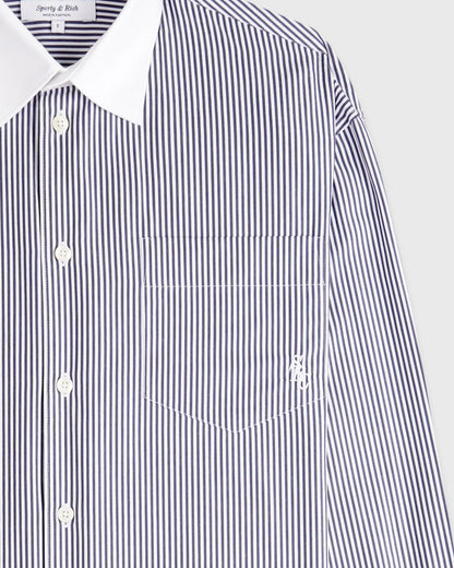 Sporty & Rich SRC Oversized Shirt - Navy Stripe