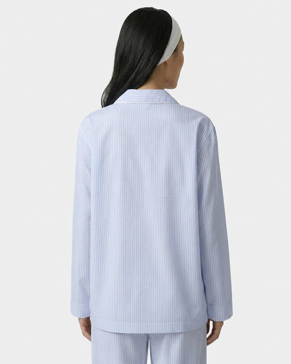 Sporty & Rich NY Crest Pyjama Shirt - Blue Striped