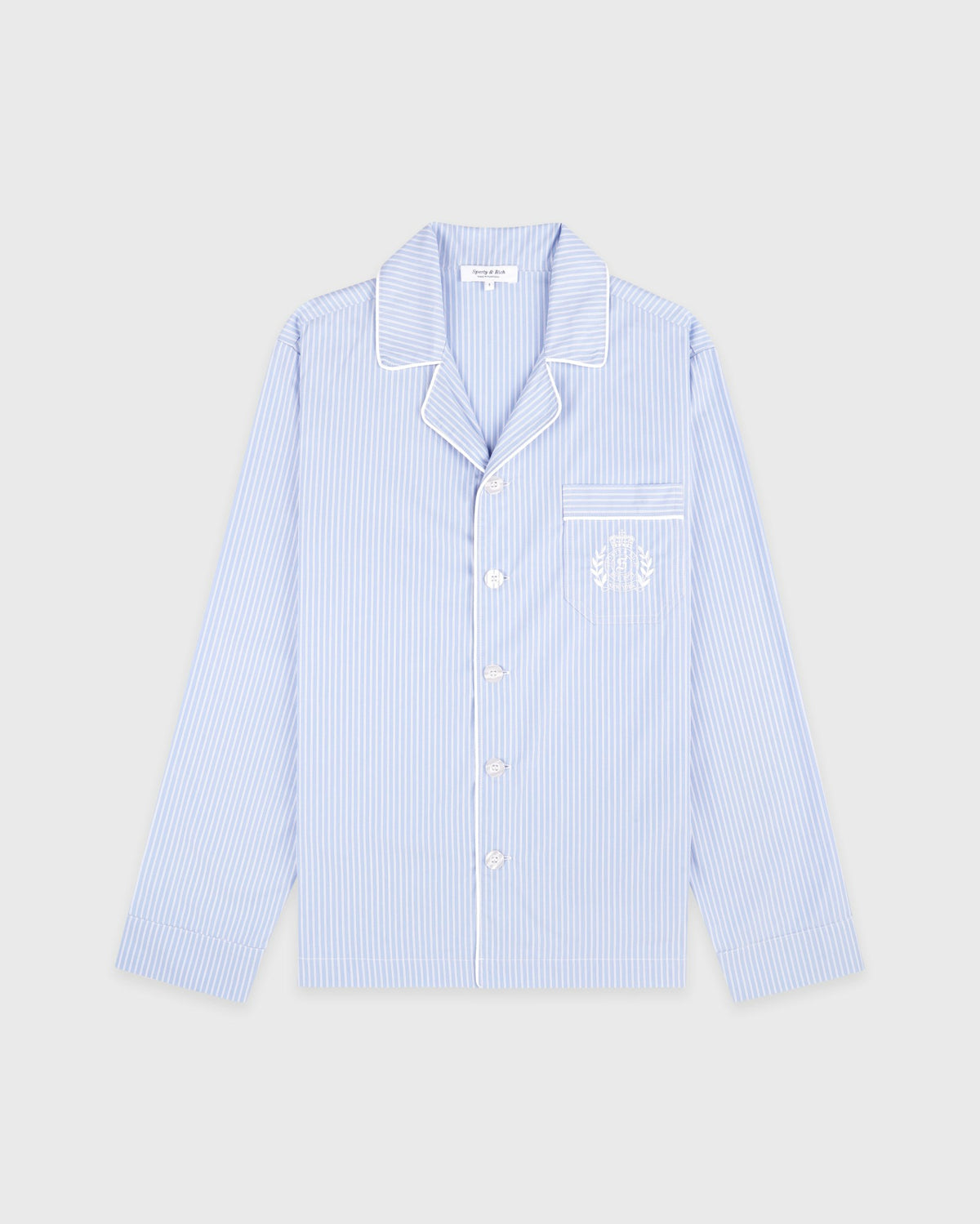 Sporty & Rich NY Crest Pyjama Shirt - Blue Striped