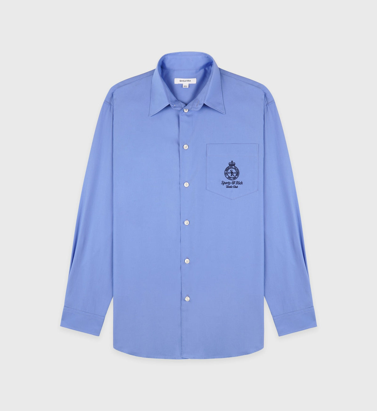Sporty & Rich Crown Tennis Oversized Shirt - Flax blue