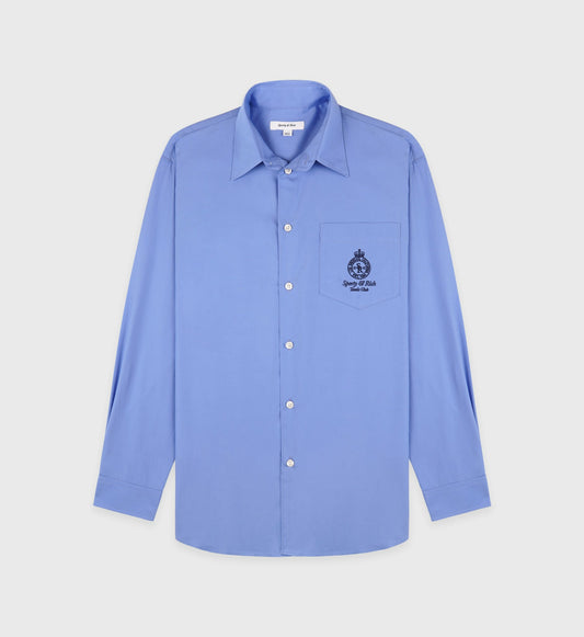 Sporty & Rich Crown Tennis Oversized Shirt - Flax blue