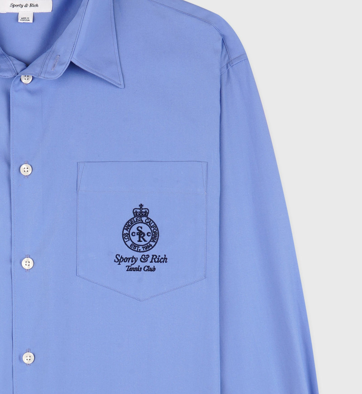 Sporty & Rich Crown Tennis Oversized Shirt - Flax blue