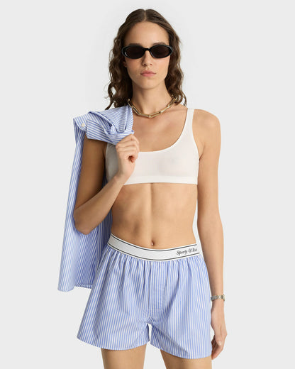 Sporty & Rich Italic Logo Boxer Short - Light Blue Striped