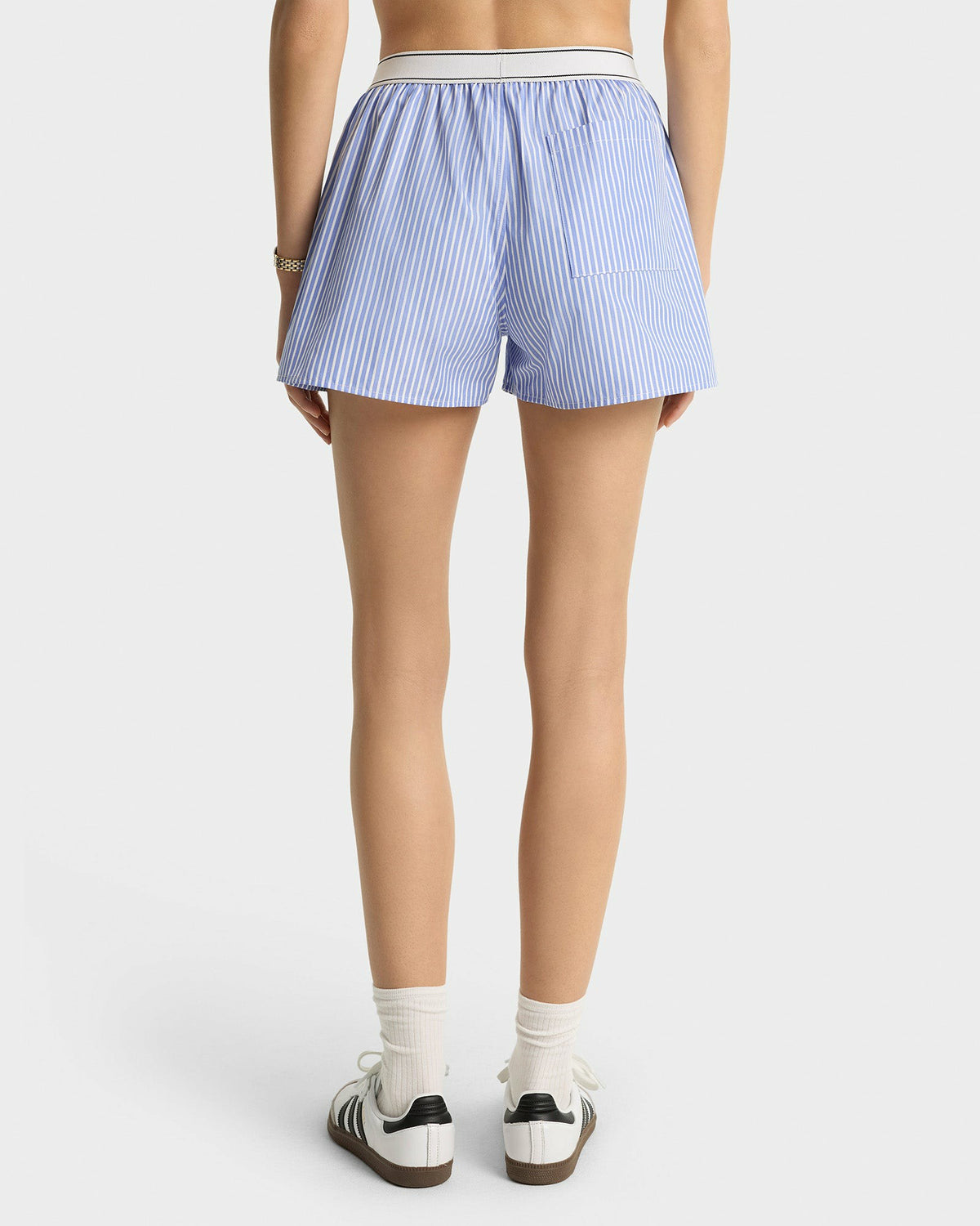 Sporty & Rich Italic Logo Boxer Short - Light Blue Striped