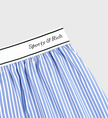 Sporty & Rich Italic Logo Boxer Short - Light Blue Striped