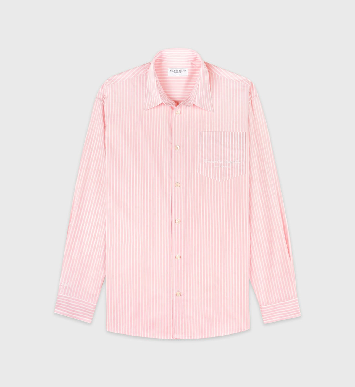 Sporty & Rich Eden Script Oversized Shirt - Pink/White Thin Stripe