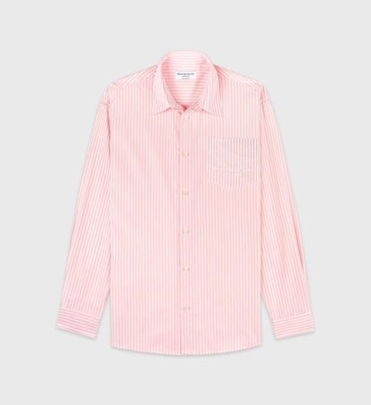 Sporty & Rich Eden Script Oversized Shirt - Pink/White Thin Stripe