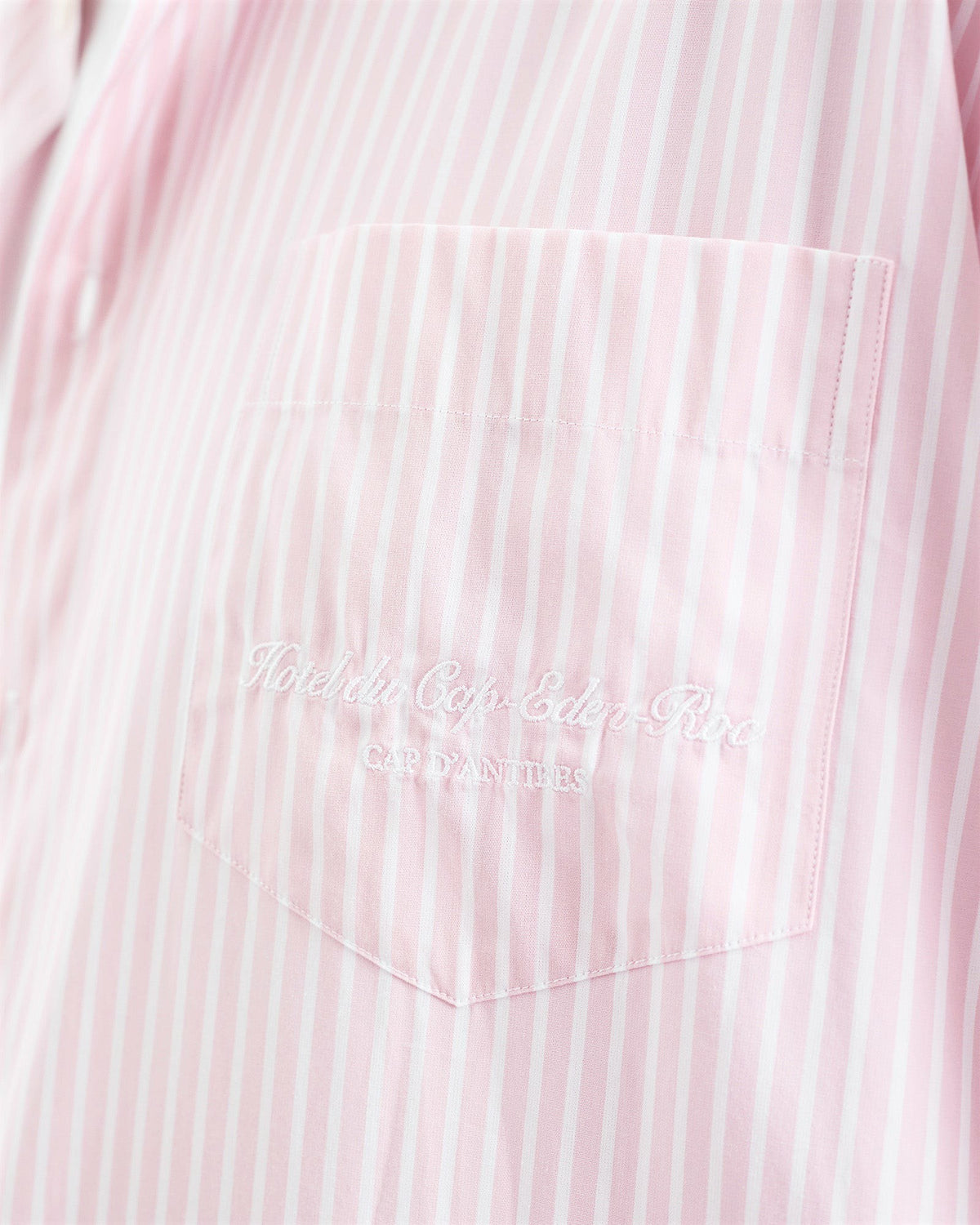 Sporty & Rich Eden Script Oversized Shirt - Pink/White Thin Stripe