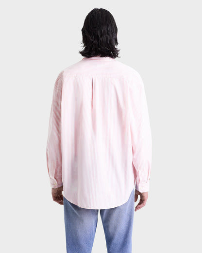 Sporty & Rich Eden Script Oversized Shirt - Pink/White Thin Stripe