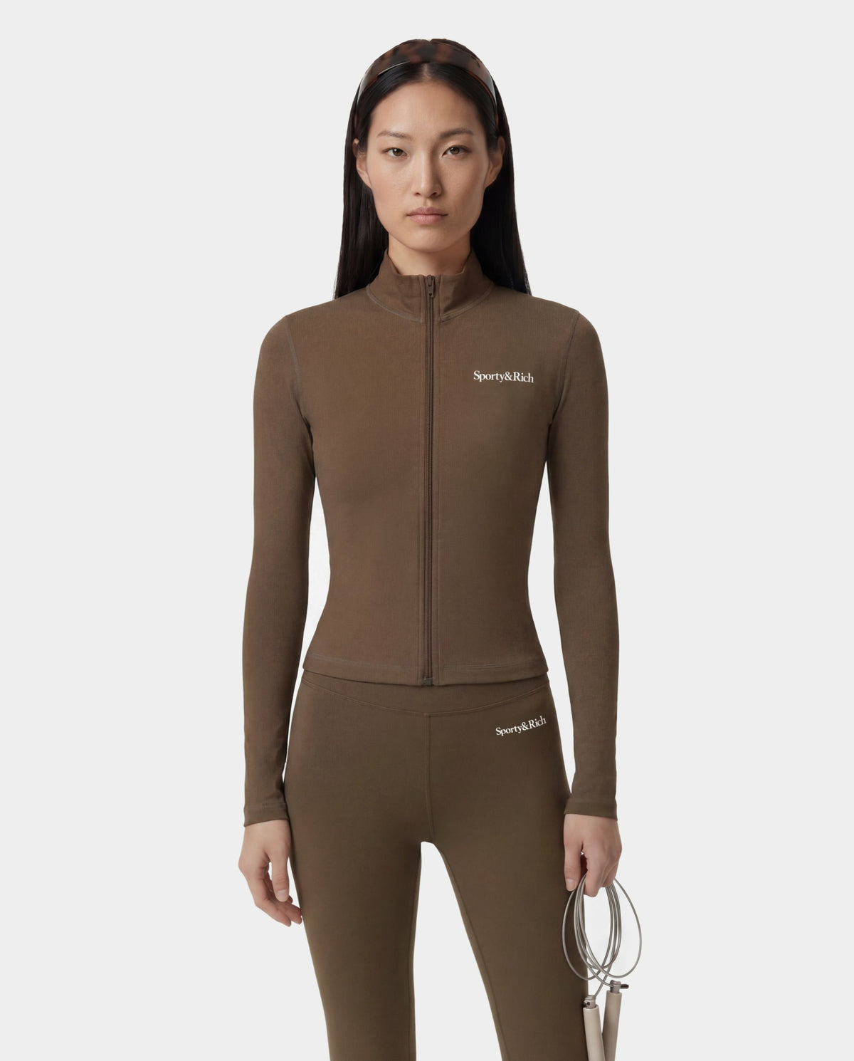 Sporty & Rich Serif Logo Sports Jacket - Sand