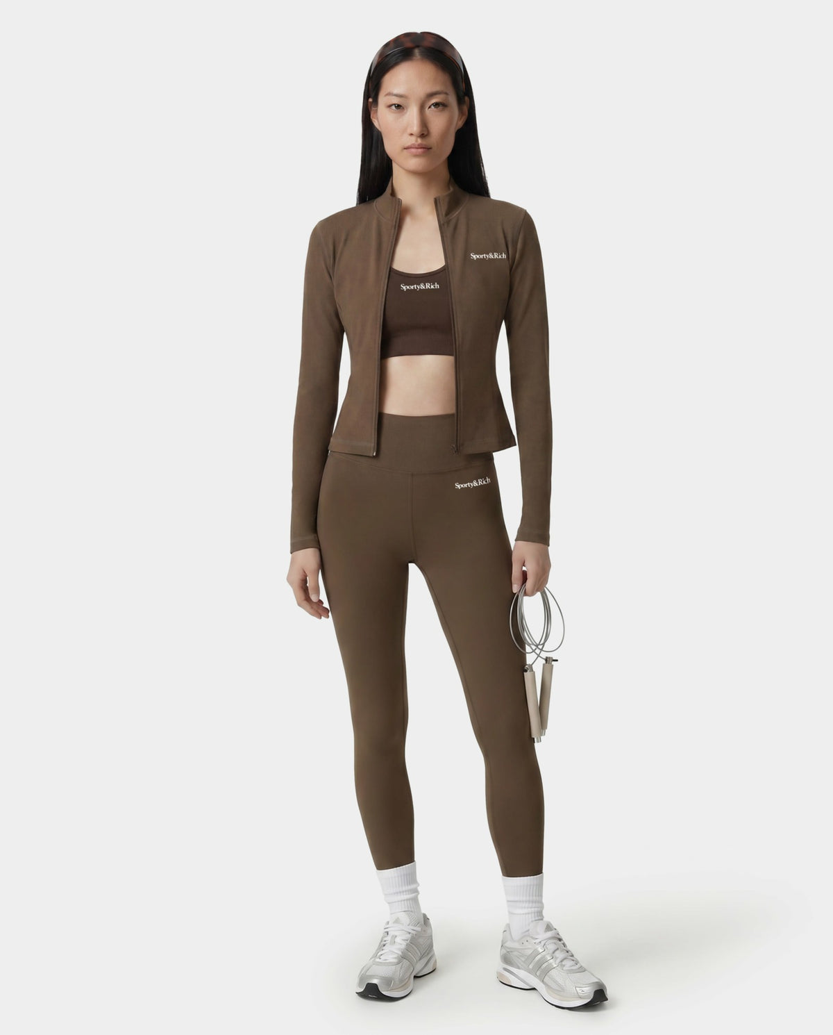 Sporty & Rich Serif Logo Sports Jacket - Sand