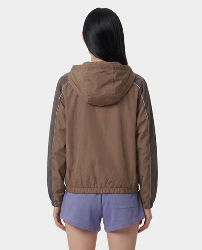 Sporty & Rich Serif Logo Gym Jacket - Sand/Carbon/White