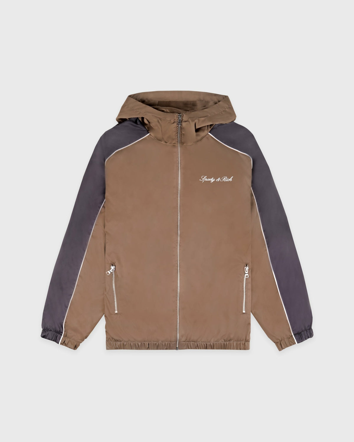 Sporty & Rich Serif Logo Gym Jacket - Sand/Carbon/White