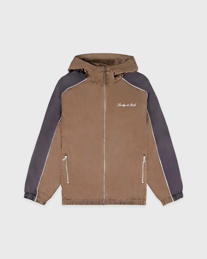 Sporty & Rich Serif Logo Gym Jacket - Sand/Carbon/White