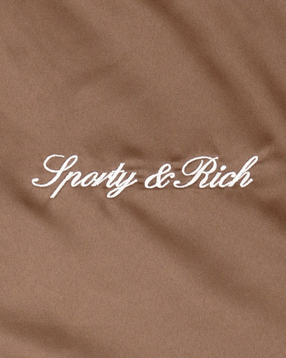 Sporty & Rich Serif Logo Gym Jacket - Sand/Carbon/White