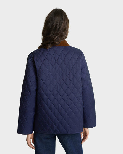 Sporty & Rich NY Crest Nylon Quilted Jacket - Navy/Tan