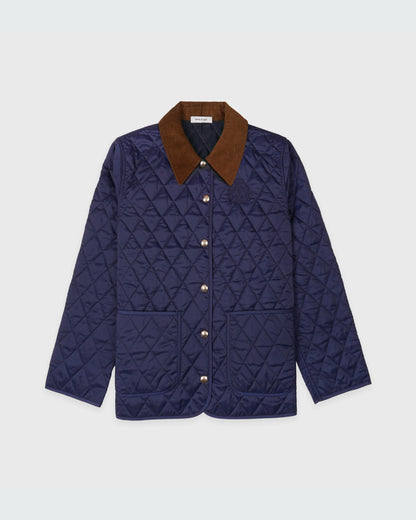 Sporty & Rich NY Crest Nylon Quilted Jacket - Navy/Tan