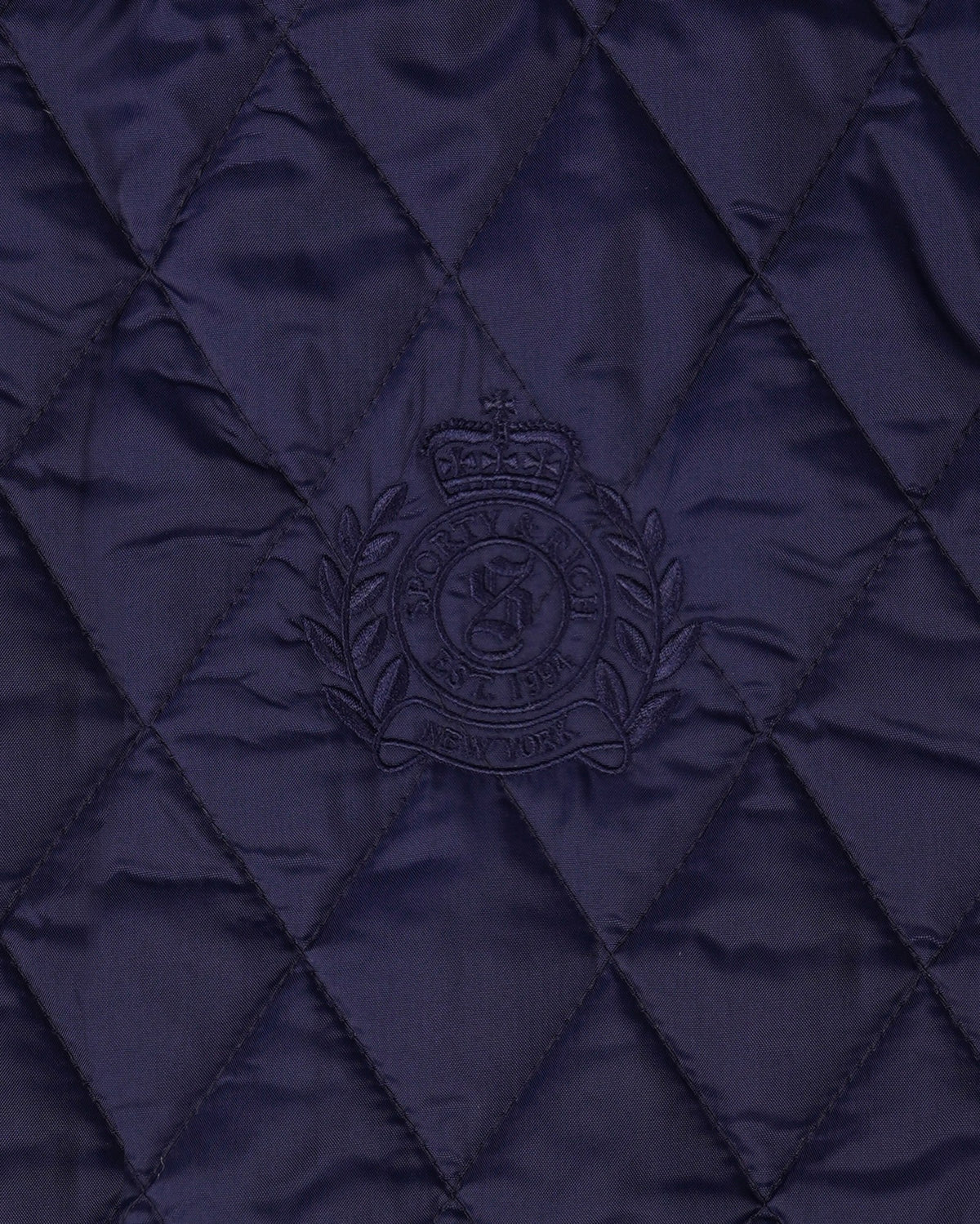 Sporty & Rich NY Crest Nylon Quilted Jacket - Navy/Tan