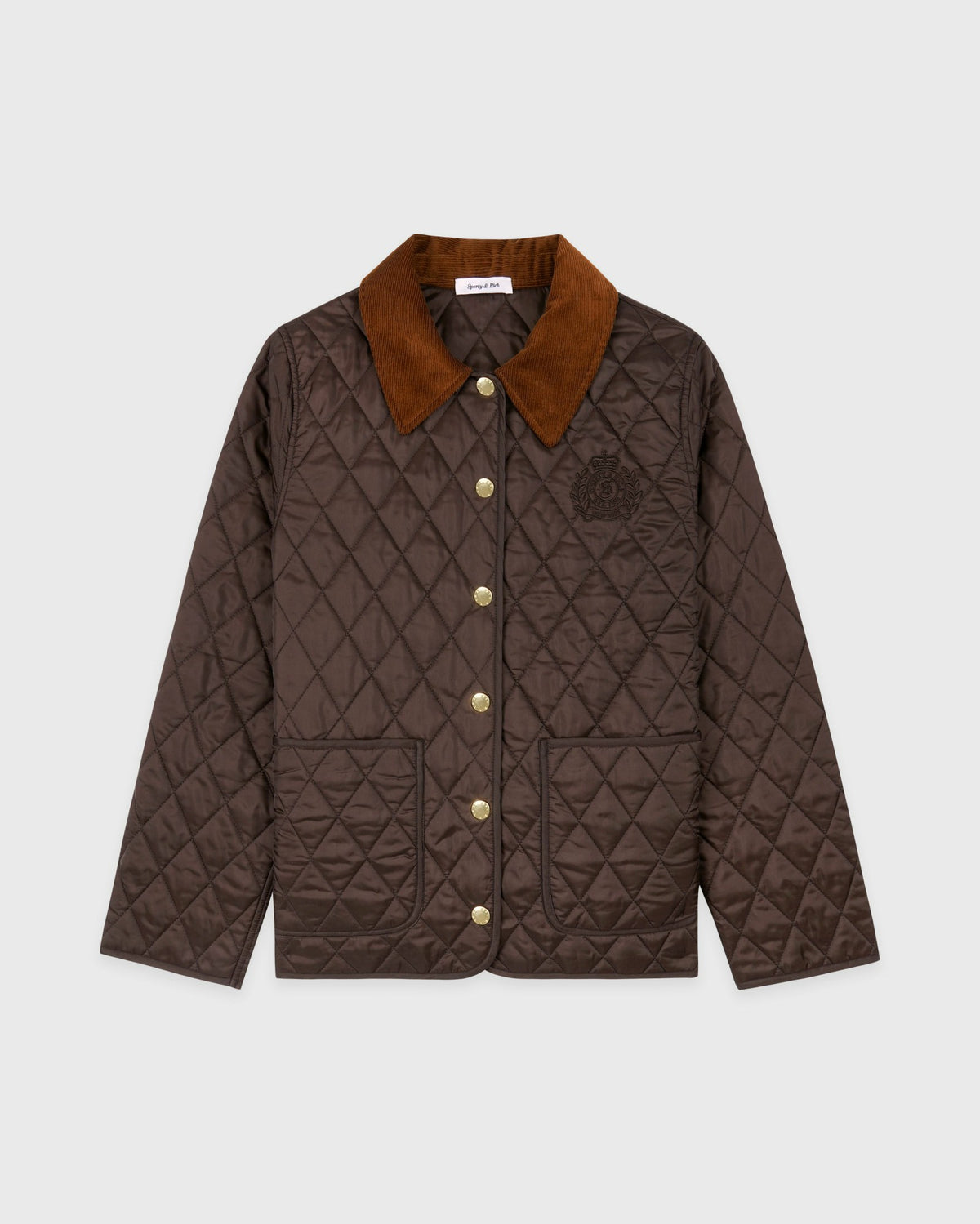 Sporty & Rich NY Crest Nylon Quilted Jacket - Chocolate
