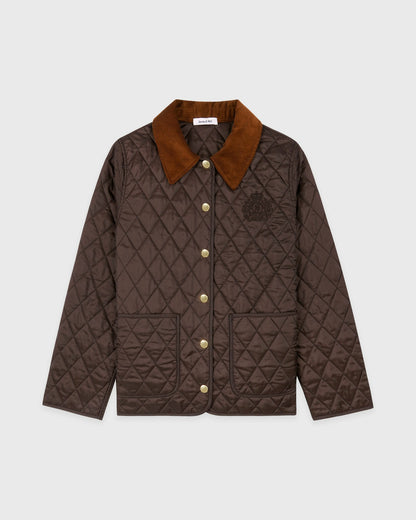 Sporty & Rich NY Crest Nylon Quilted Jacket - Chocolate
