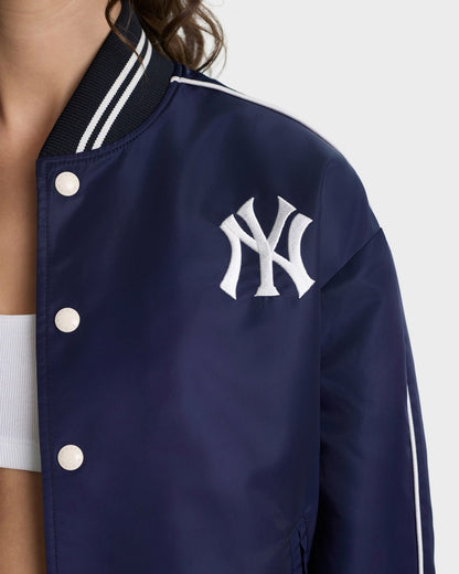 Sporty & Rich Yankees Curve Nylon Varsity Jacket - Navy/White