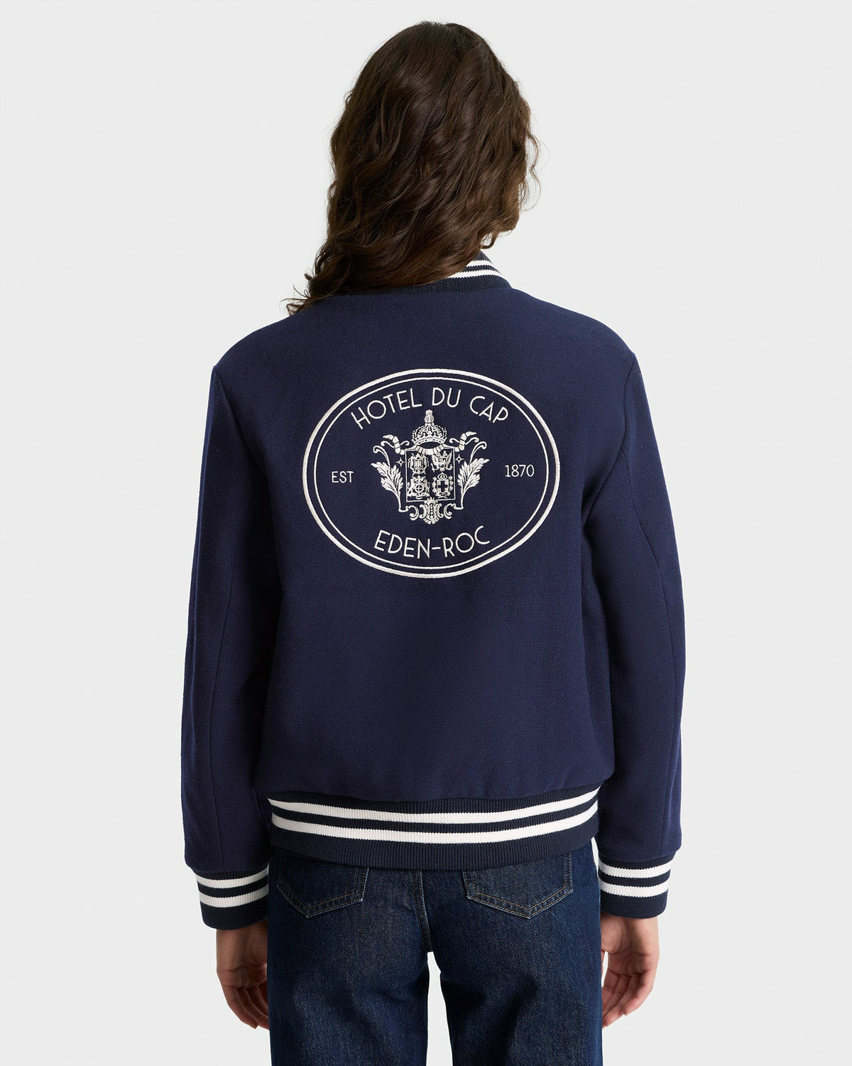 Sporty & Rich Eden Crest Varsity Jacket Women - Navy/White