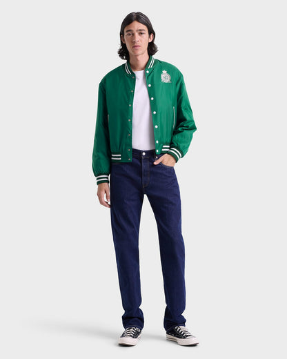 Sporty & Rich Royal Club Nylon Varsity Jacket - Spring Green/White