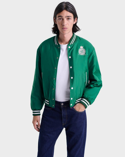 Sporty & Rich Royal Club Nylon Varsity Jacket - Spring Green/White