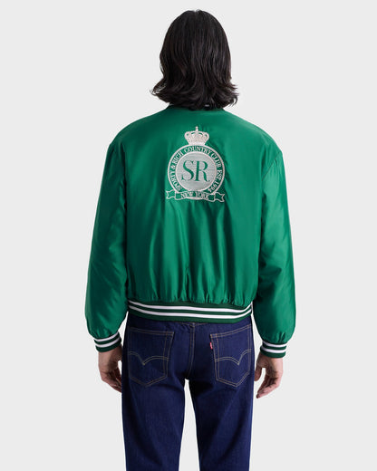 Sporty & Rich Royal Club Nylon Varsity Jacket - Spring Green/White