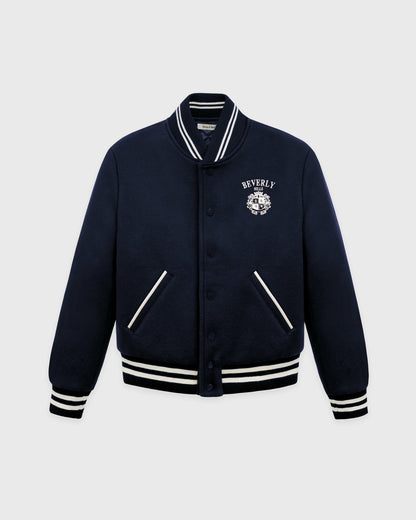 Sporty & Rich BH Crest Wool Varsity Jacket - Navy/White